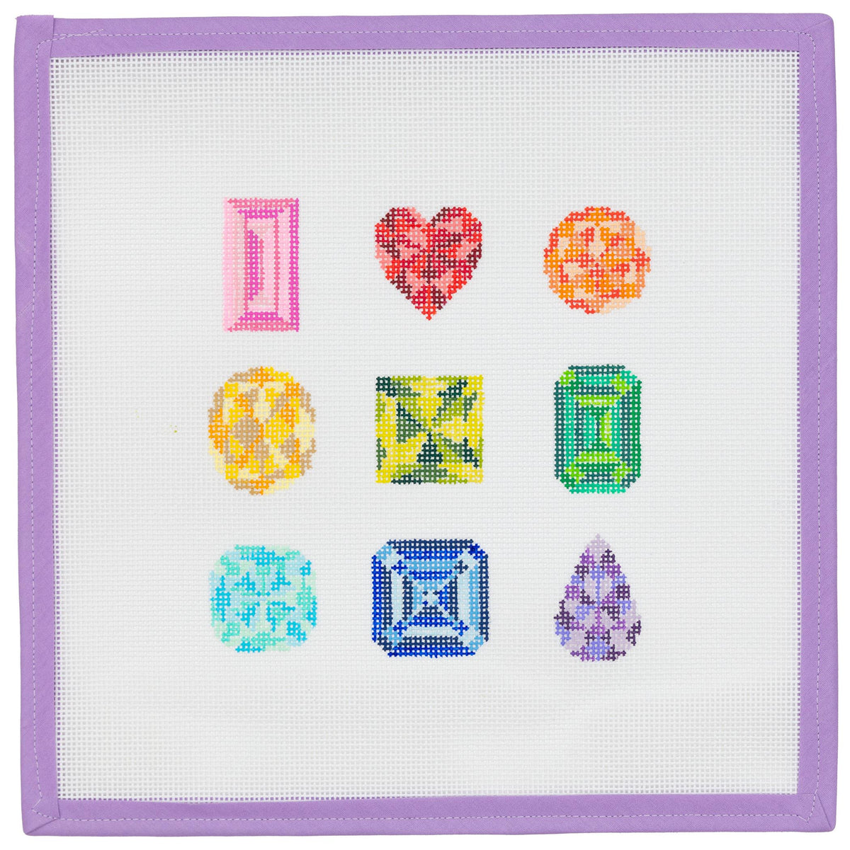 Reel point embroidered needlepoint - Gem